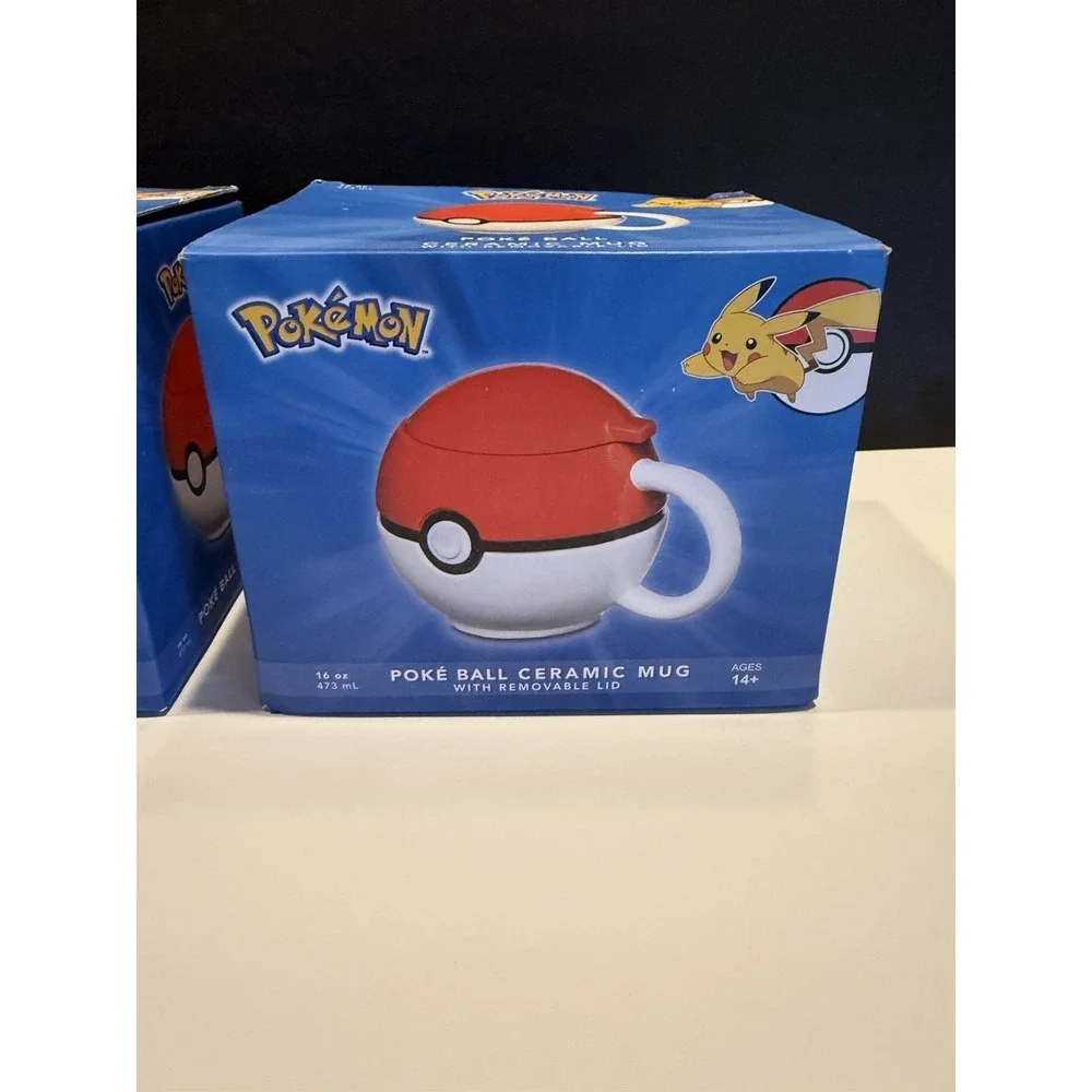 Pokemon Poké Ball Ceramic Mug – 16 oz – With Removable Lid – New in Bo